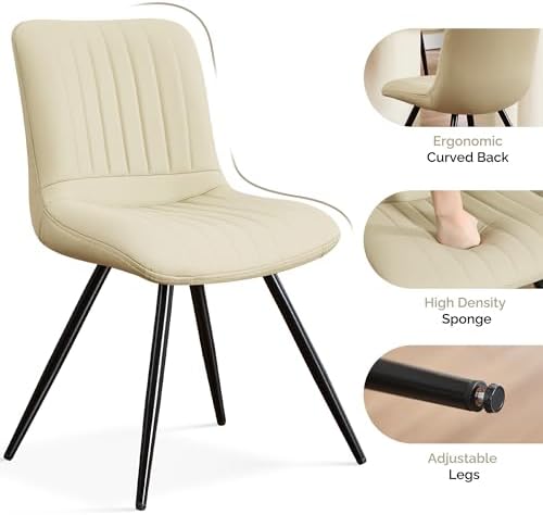 Dining Chairs Set of 6, Modern Dining Chairs with Thick Cushions, PU Leather Upholstered Kitchen Dining Room, alternate view