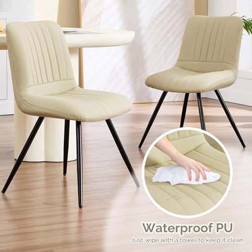 Dining Chairs Set of 6, Modern Dining Chairs with Thick Cushions, PU Leather Upholstered Kitchen Dining Room, alternate view