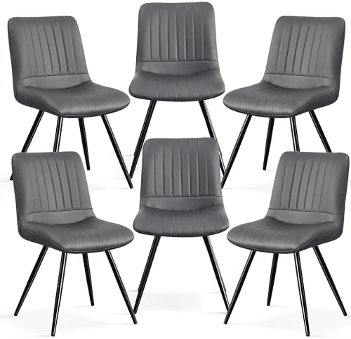 Dining Chairs Set of 6, Modern Dining Chairs with Thick Cushions, PU Leather Upholstered Kitchen Dining Chairs, alternate