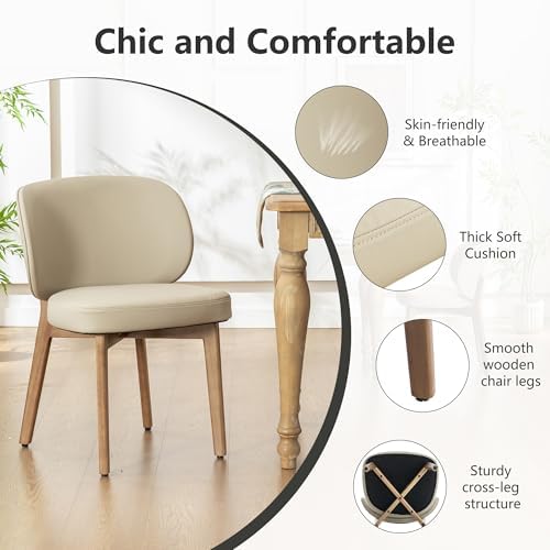 Dining Chairs Set of 6 Modern Kitchen Dining Room Chairs Khaki, alternate view 4