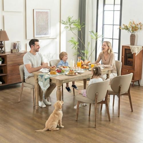 Dining Chairs Set of 6 Modern Kitchen Dining Room Chairs Khaki, alternate view 6