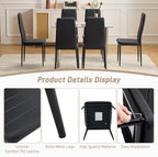 Dining Chairs Set of 6, PU Leather & High Back, Black in Black, alternate view 3