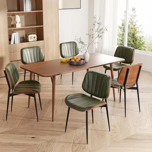 Dining Chairs Set of 8, Mid Century Modern Dining Room Chair, Upholstered Faux Leather Kitchen Chairs with, alternate view 5