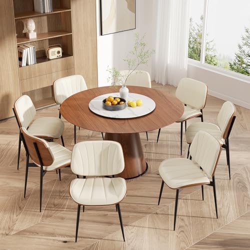 Dining Chairs Set of 8, Mid Century Modern Dining Room Chair, Upholstered Faux Leather Kitchen Chairs with