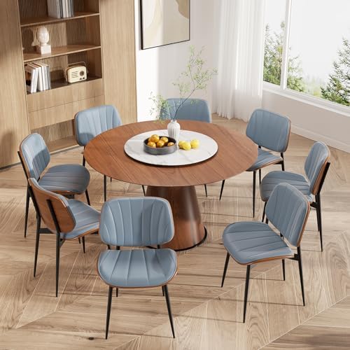 Dining Chairs Set of 8, Mid Century Modern Dining Room Chair, Upholstered Faux Leather Kitchen Chairs with