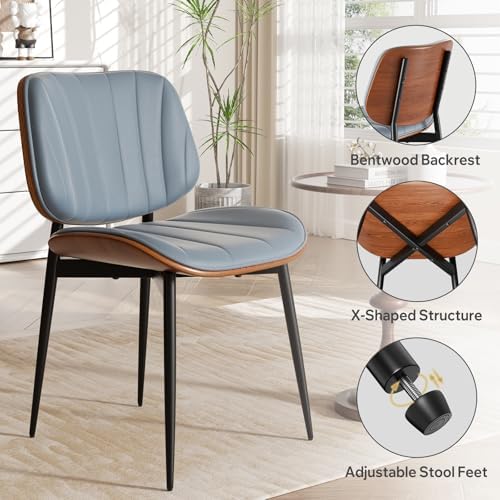 Dining Chairs Set of 8, Mid Century Modern Dining Room Chair, Upholstered Faux Leather Kitchen Chairs with, alternate view 4