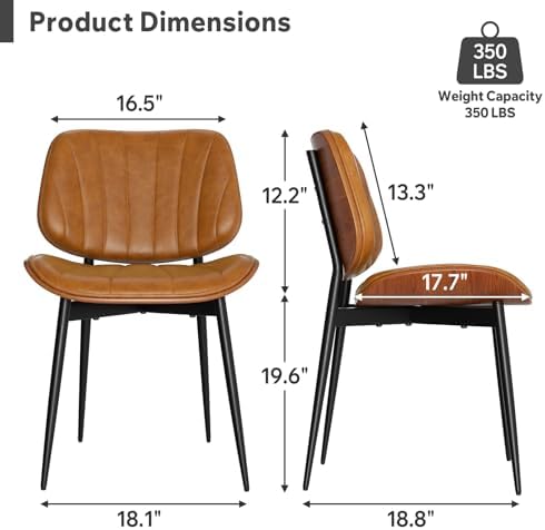 Dining Chairs Set of 8, Mid Century Modern Dining Room Chair, Upholstered Faux Leather Kitchen Chairs with, alternate view 2