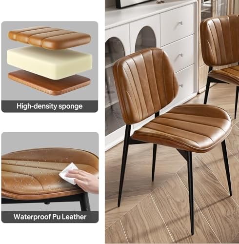 Dining Chairs Set of 8, Mid Century Modern Dining Room Chair, Upholstered Faux Leather Kitchen Chairs with, alternate view 5