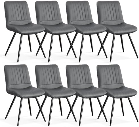 Dining Chairs Set of 8, Modern Dining Chairs with Thick Cushions, PU Leather Upholstered Kitchen Dining Room