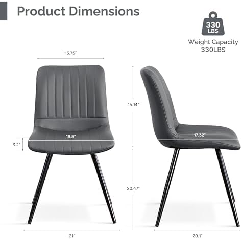 Dining Chairs Set of 8, Modern Dining Chairs with Thick Cushions, PU Leather Upholstered Kitchen Dining Room, alternate view