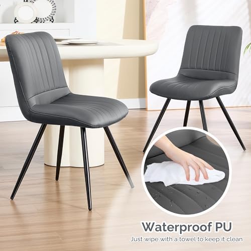 Dining Chairs Set of 8, Modern Dining Chairs with Thick Cushions, PU Leather Upholstered Kitchen Dining Room, alternate view