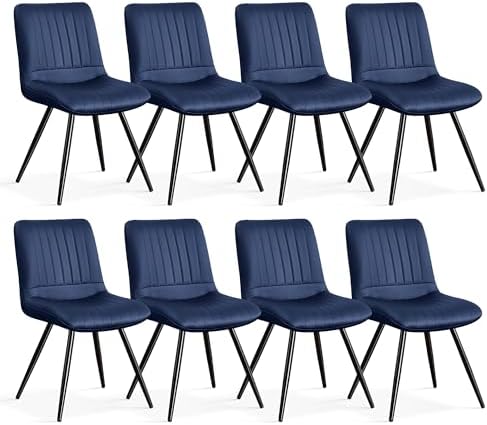 Dining Chairs Set of 8, Modern Dining Chairs with Thick Cushions, PU Leather Upholstered Kitchen Dining Room