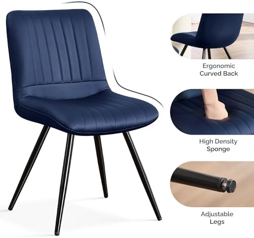 Dining Chairs Set of 8, Modern Dining Chairs with Thick Cushions, PU Leather Upholstered Kitchen Dining Room, alternate view
