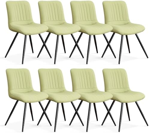 Dining Chairs Set of 8, Modern Dining Chairs with Thick Cushions, PU Leather Upholstered Kitchen Dining Room