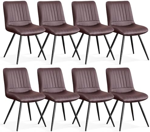 Dining Chairs Set of 8, Modern Dining Chairs with Thick Cushions, PU Leather Upholstered Kitchen Dining Room