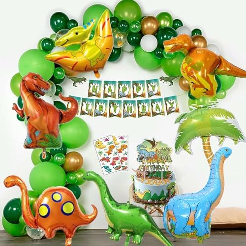 Dinosaur Foil Balloons Set (35-50 In), 6 Pieces Large Dinosaur Mylar Helium Balloons for Kids, Giant Cute Dino, alternate