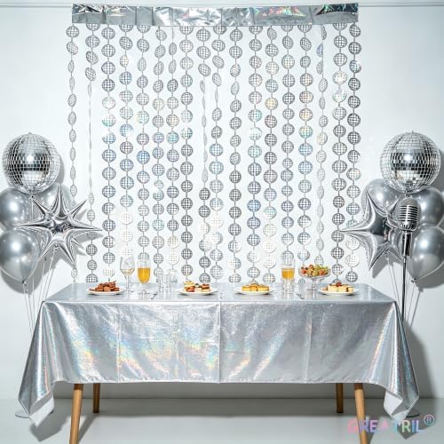 Disco Dancing Ball Shaped Party Backdrop - 3.2ft x 6.5ft - 2 Packs, alternate view 2