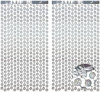 Disco Hanging Balls Fringe Backdrop - 2 Pack Silver Tinsel Foil Curtains Streamers for