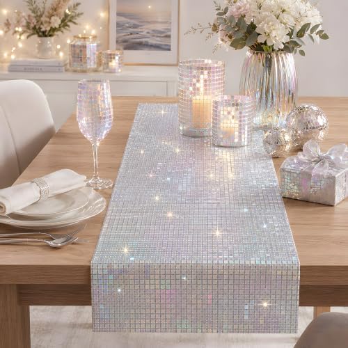 Disco Party Decorations - Iridescent Glitter Disco Table Runner, alternate view 6