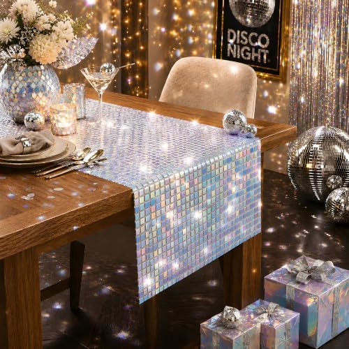 Disco Party Decorations - Iridescent Glitter Disco Table Runner, alternate view 7