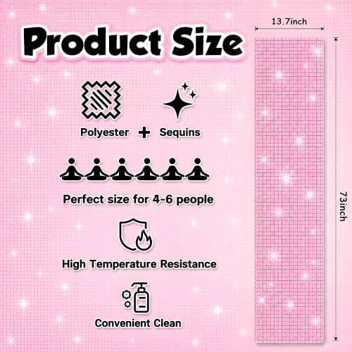 Disco Party Decorations - Pink Glitter Disco Table Runner, alternate view 2