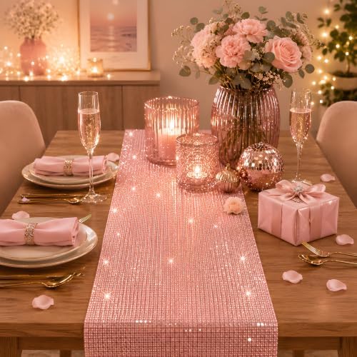 Disco Party Decorations - Pink Glitter Disco Table Runner, alternate view 3