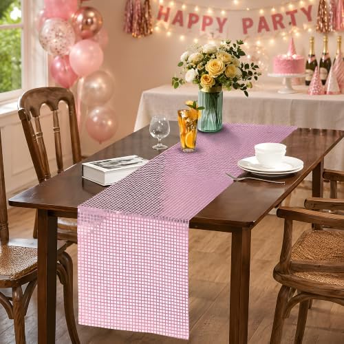 Disco Party Decorations - Pink Glitter Disco Table Runner, alternate view 5