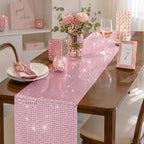 Disco Party Decorations - Pink Glitter Disco Table Runner, alternate view 6