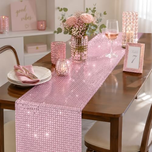 Disco Party Decorations - Pink Glitter Disco Table Runner, alternate view 6