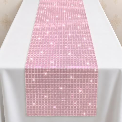 Disco Party Decorations - Pink Glitter Disco Table Runner, alternate view 7