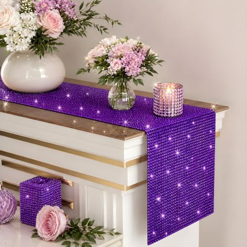 Disco Party Decorations - Purple Sequin Glitter Disco Table Runner, alternate view 7