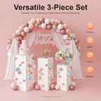 Display Stands Set Of 3, Square Pedestal Stands, 27.56-39.37 Inch Tall in White, alternate view 5