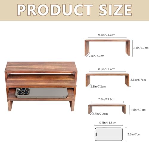 Display Wood Stand 6Packs Wooden Risers for Vendor Events,3 Tier Stackable Wooden Cupcake Stand, Farmhouse Decor, alternate