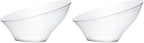 Disposable Angled Plastic Bowls Round Large Serving Bowl, Elegant for Party's, Snack, or Salad Bowl, Clear Pack