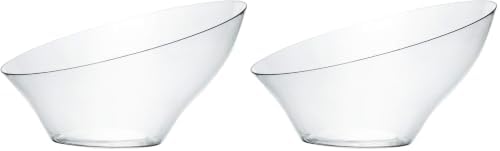 Disposable Angled Plastic Bowls Round Large Serving Bowl, Elegant for Party's, Snack, or Salad Bowl, Clear Pack