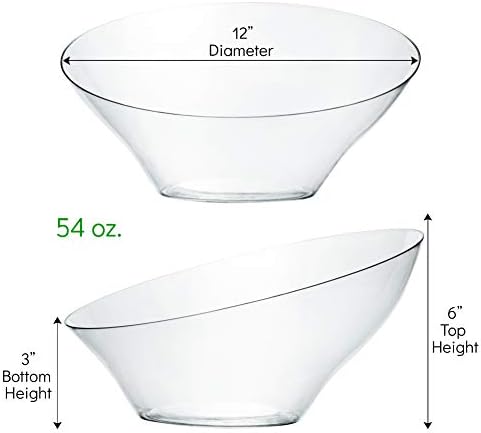Disposable Angled Plastic Bowls Round Large Serving Bowl, Elegant for Party's, Snack, or Salad Bowl, Clear Pack, alternate