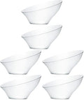 Disposable Angled Plastic Bowls Round Medium Serving Bowl, Elegant for Party's, Snack, or Salad Bowl, Clear Pack