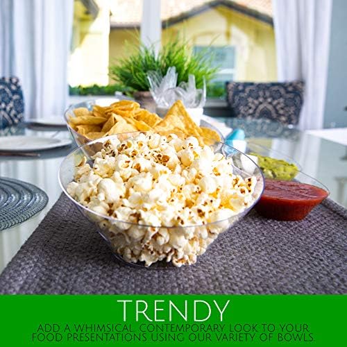 Disposable Angled Plastic Bowls Round Medium Serving Bowl, Elegant for Party's, Snack, or Salad Bowl, Clear Pack, alternate