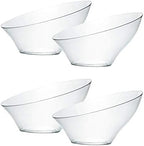 Disposable Angled Plastic Bowls Round Small Serving Bowl, Elegant for Party's, Snack, or Salad Bowl, Clear Pack