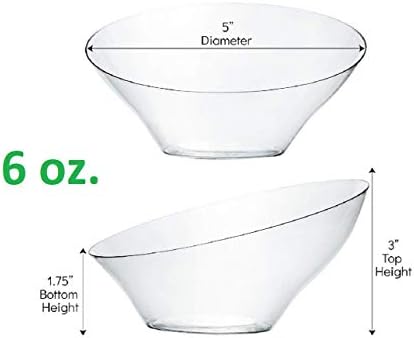 Disposable Angled Plastic Bowls Round Small Serving Bowl, Elegant for Party's, Snack, or Salad Bowl, Clear Pack, alternate