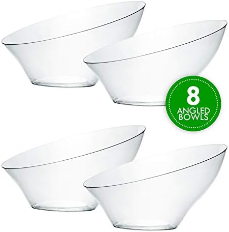 Disposable Angled Plastic Bowls Round Small Serving Bowl, Elegant for Party's, Snack, or Salad Bowl, Clear Pack, alternate