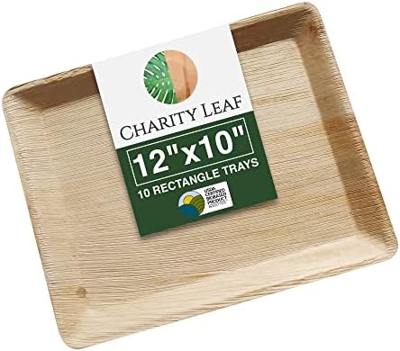 Disposable Bamboo 12" x 10" Trays (10 pieces) Bamboo Serving Platters, Disposable Boards, Dinnerware For
