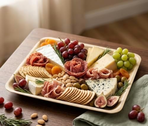 Disposable Bamboo 12" x 10" Trays (10 pieces) Bamboo Serving Platters, Disposable Boards, Dinnerware For, alternate view 2