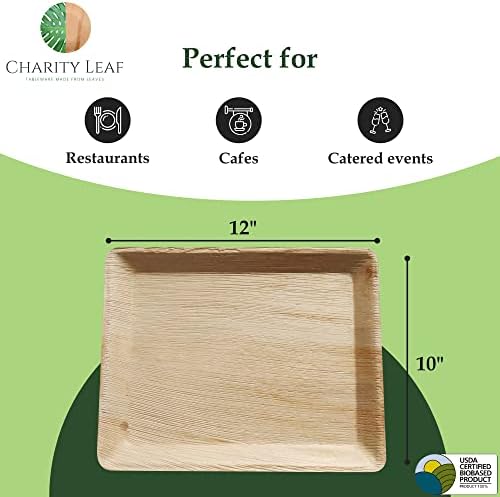 Disposable Bamboo 12" x 10" Trays (10 pieces) Bamboo Serving Platters, Disposable Boards, Dinnerware For, alternate view 3