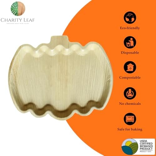 Disposable Bamboo 12"x10" Pumpkin Trays (25 pieces) Bamboo Serving Platters, Disposable Boards, Dinnerware For, alternate