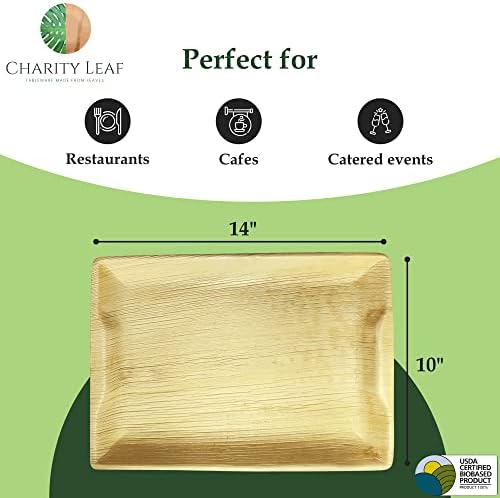 Disposable Bamboo 14" x 10" Trays (10 Pieces) Bamboo Serving Platters, Disposable Boards, Dinnerware For, alternate view 3