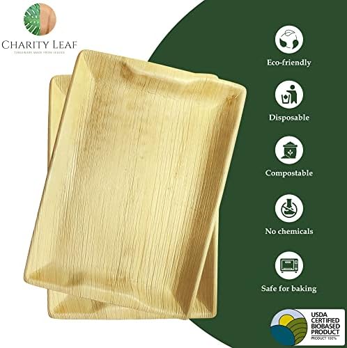 Disposable Bamboo 14" x 10" Trays (10 Pieces) Bamboo Serving Platters, Disposable Boards, Dinnerware For, alternate view 4