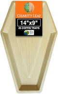 Disposable Bamboo 14"x9" Coffin Trays (25 Pieces) Bamboo Serving Platters, Disposable Boards, Dinnerware for