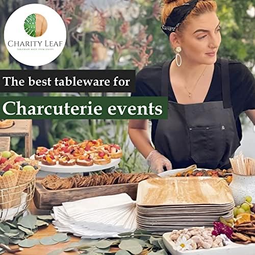 Disposable Bamboo 14"x9" Coffin Trays (25 Pieces) Bamboo Serving Platters, Disposable Boards, Dinnerware for, alternate view