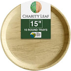 Disposable Bamboo 15" Round Trays (10 pieces) Bamboo Serving Platters, Disposable Boards, Dinnerware For